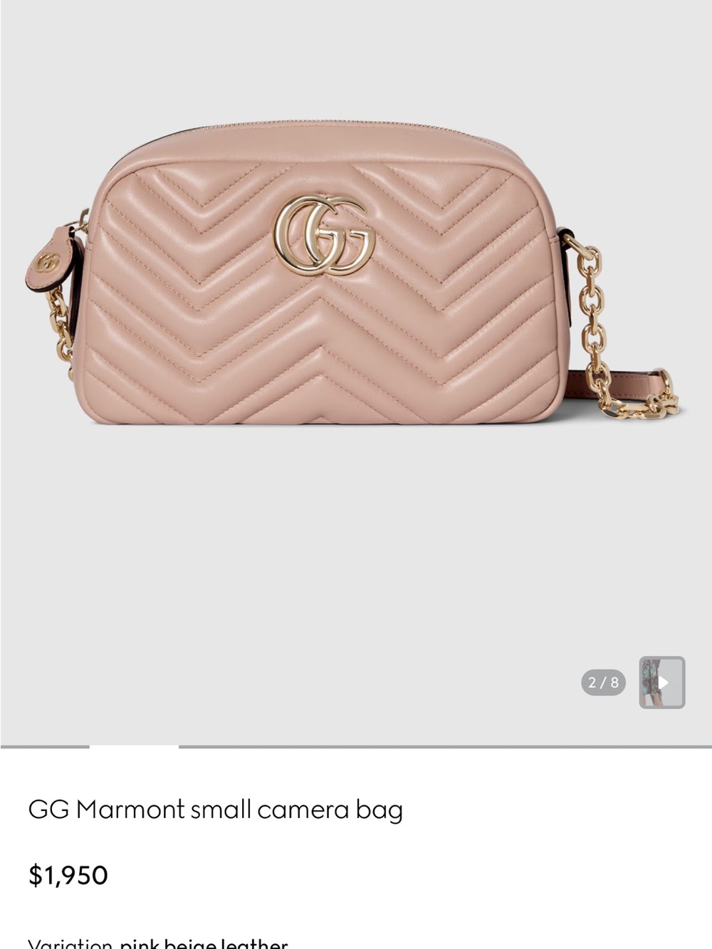 Gucci Pink Beige GG Marmont Quilted Small Camera Crossbody